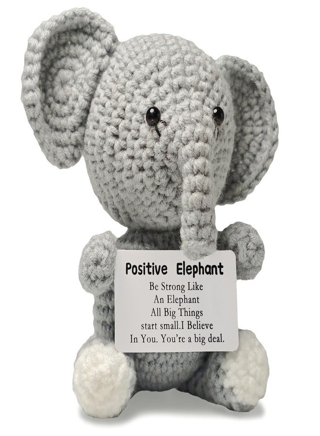 Repnalm Positive Crochet Elephant Birthday Gifts for Women Men Her Him, Small Cute Handmade Crochet Emotional Inspirational Support with Positive Words, Thanksgiving & Christmas Gifts, Decor for Home Office - Image 1